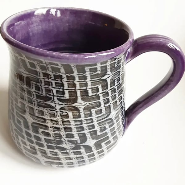 Mug - Hand Thrown Stoneware Ceramic Blue Purple Glazed Mug 