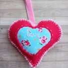 Hanging Heart Red Beaded Decoration