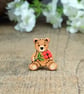 Red Poppy Pin, Handmade Tiny Teddy Bear Brooch, August Birth Flower Badge - Image 1