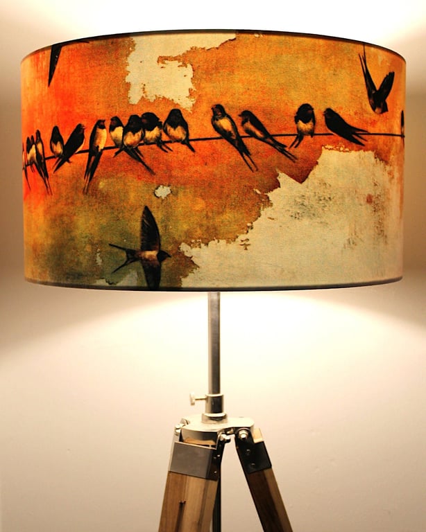 Swallows at Sunrise Drum Lampshade by Lily Greenwood - Large - 45cm