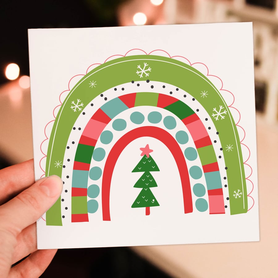 Rainbow Christmas card: Tree