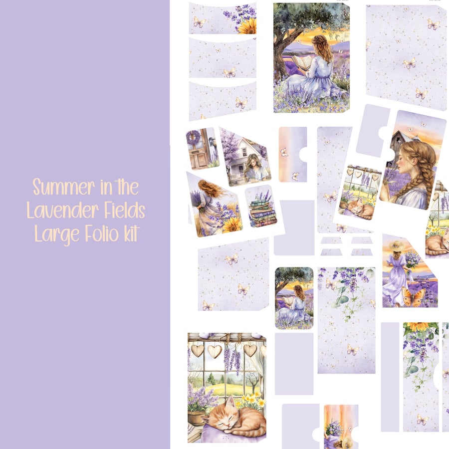 Summer in the Lavender fields Large Folio kit Scrapbooking, Digital Download
