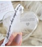 Daughter Memorial Feather Bauble, In Memory of Daughter, Heart Glass Christmas O - Image 2