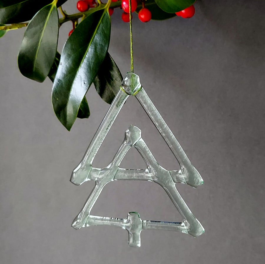 Recycled glass Christmas tree decoration