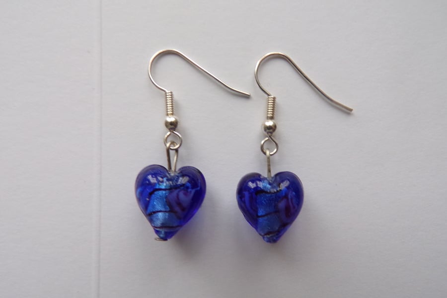 Blue Heart Earrings, Heart Earrings