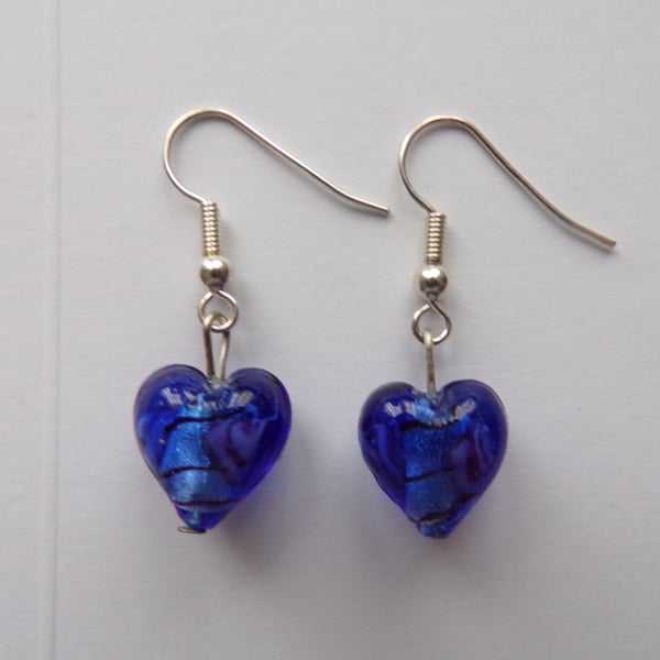 Blue Heart Earrings, Heart Earrings