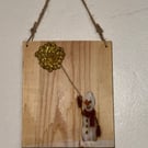 Winter themed wood panel hanging decoration