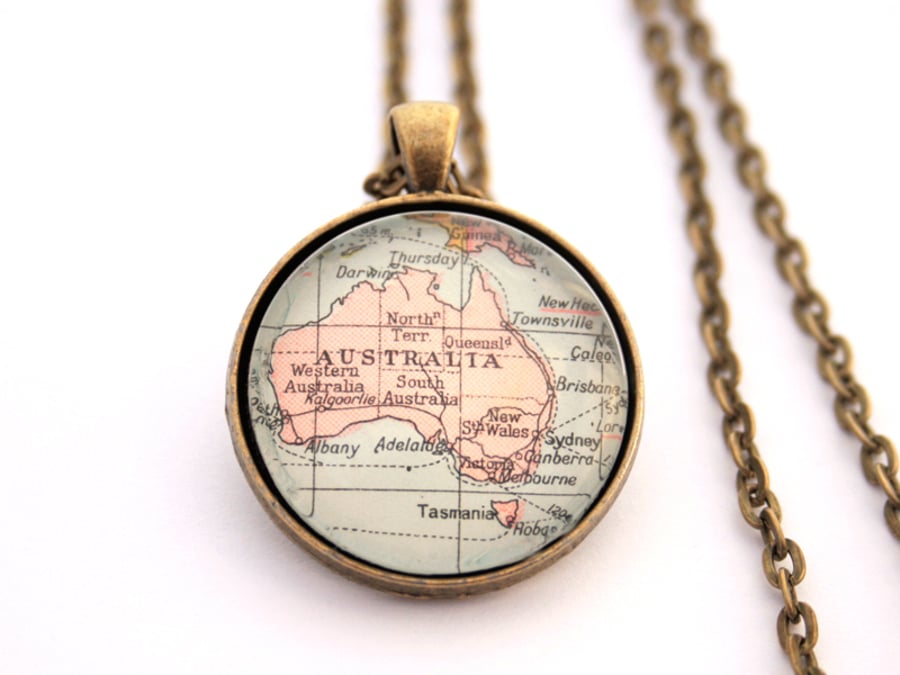 Map Necklace , Custom Map Bronze Pendant Necklace