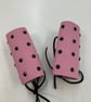 Pink Leather Wheelchair Handle Decorations with Black Gemstones