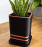 Black Planter with Metallic Accent - Small Indoor Plant Pot - Image 5
