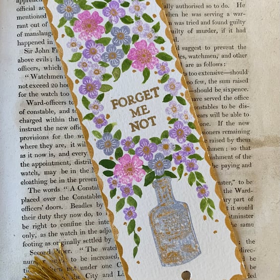Forget Me Not Handmade Bookmark