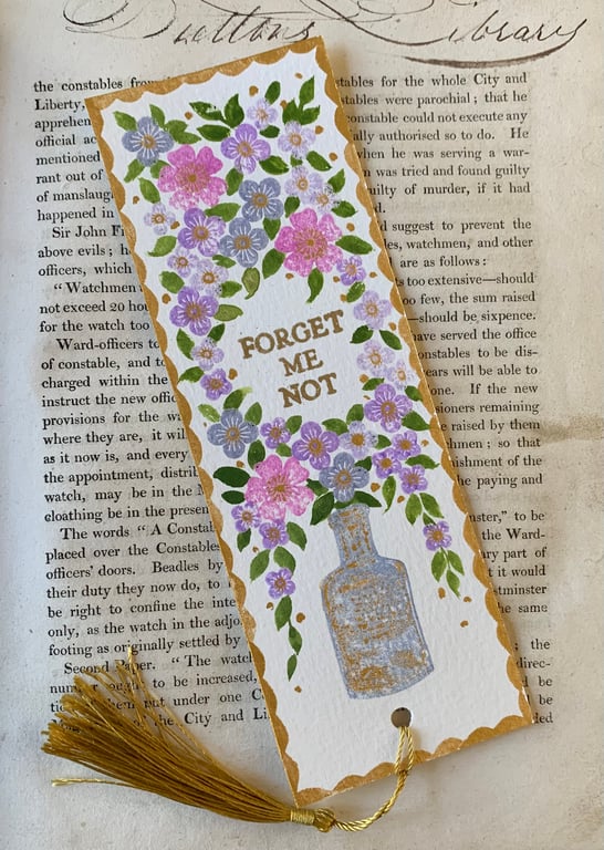Forget Me Not Handmade Bookmark
