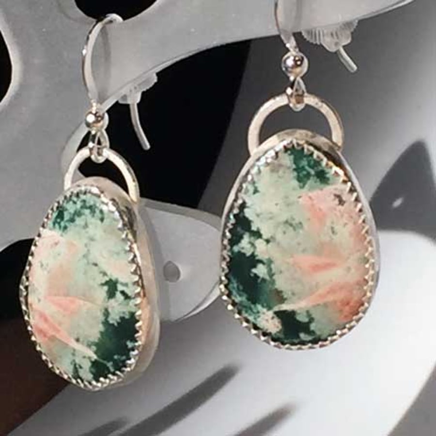 Pink and green Jasper earrings
