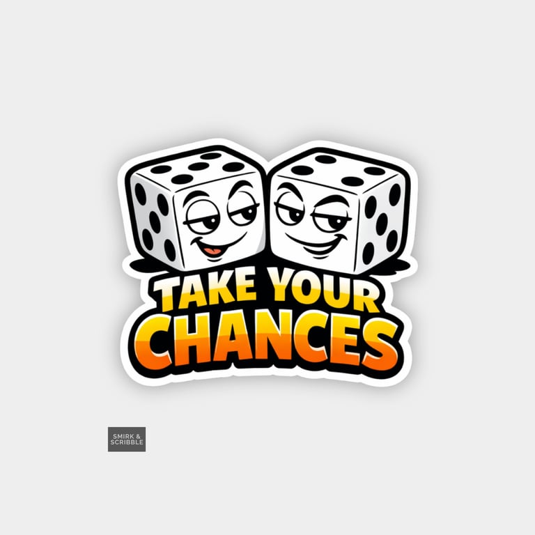 Funny Cheeky Novelty Sticker For Adults - Take Your Chances Dice