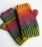Multicoloured Fingerless Mitts in Autumn Colours, Non Wool Gloves