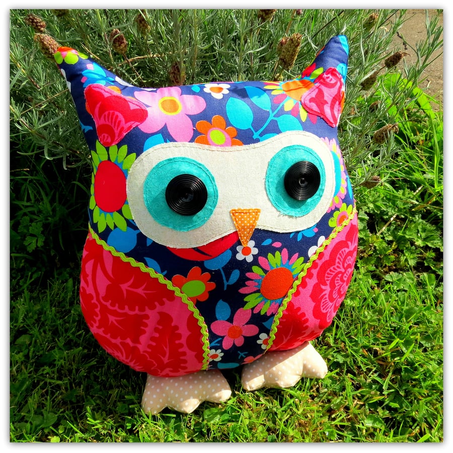 Hamble, a large, 36cm tall owl cushion.