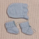 Baby booties and bonnet set 
