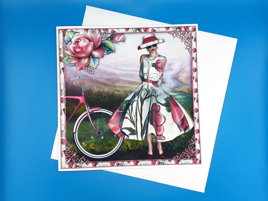 Female Birthday Card,Decoupage 