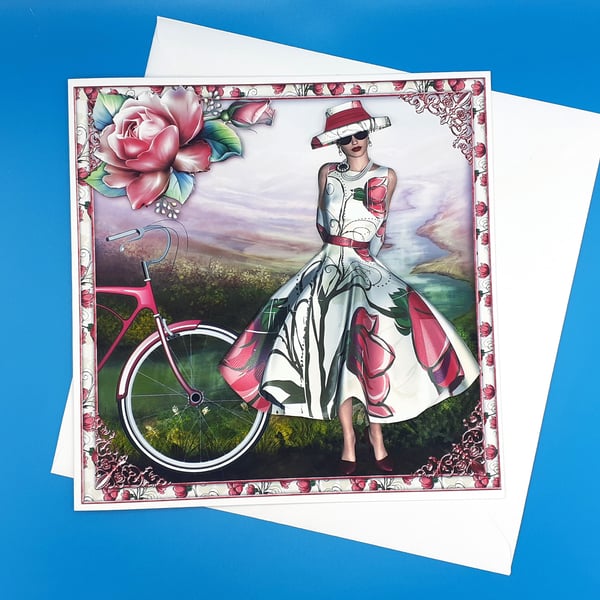 Female Birthday Card,Decoupage 