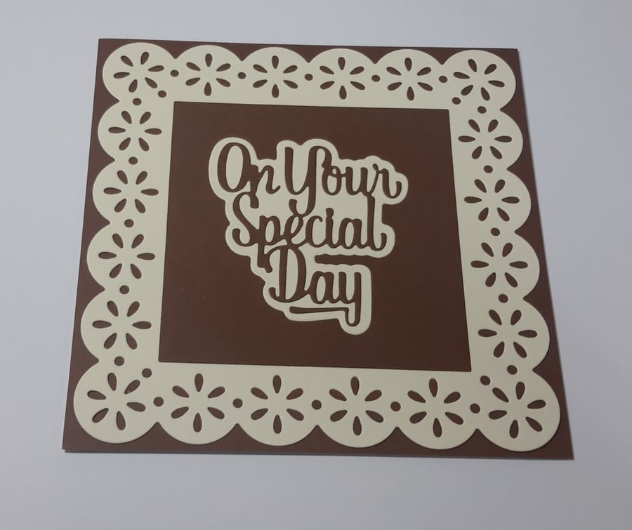 On Your Special Day Greeting Card - Chocolate Brown and Cream