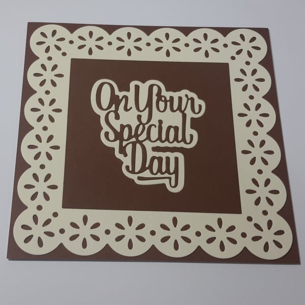 On Your Special Day Greeting Card - Chocolate Brown and Cream