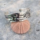 Folded silver textured open bangle