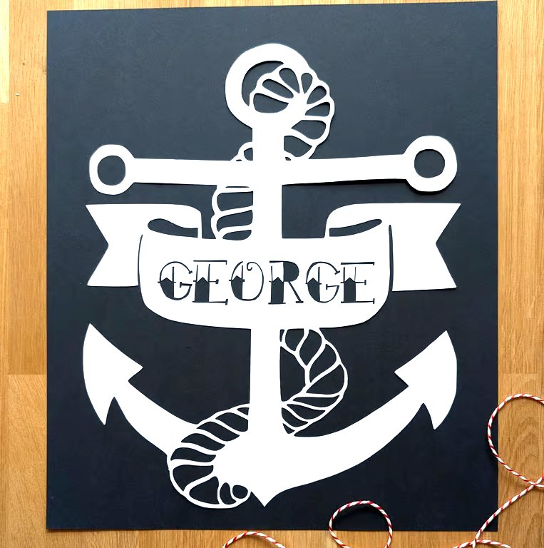 Large Bespoke Custom Personalised Unique Anchor Name papercut