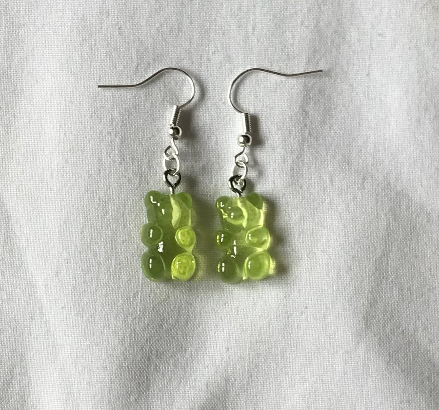 Green Gummy Bear Earrings