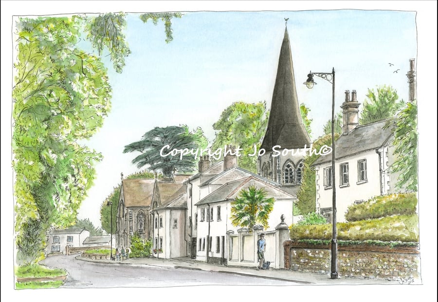 All Hallows on Church Street, Whitchurch,  Hampshire - Limited Edition Art Print