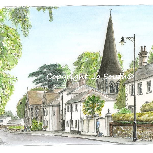 All Hallows on Church Street, Whitchurch,  Hampshire - Limited Edition Art Print