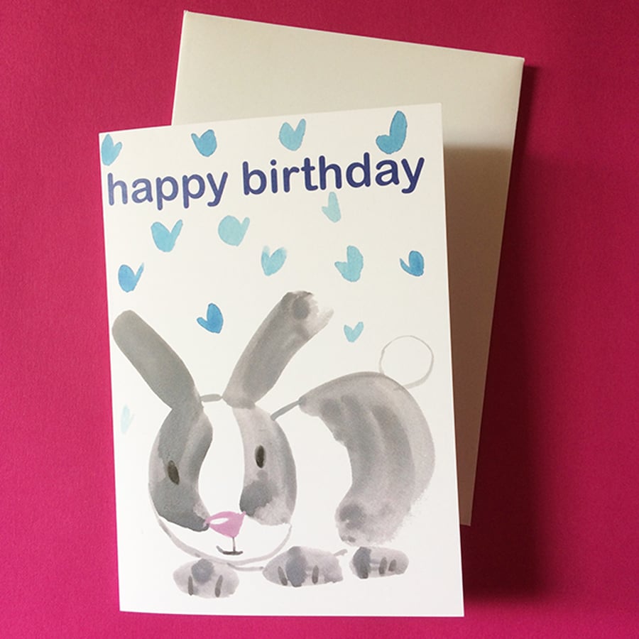 Happy Birthday Baby Rabbit Card by Jo Brown