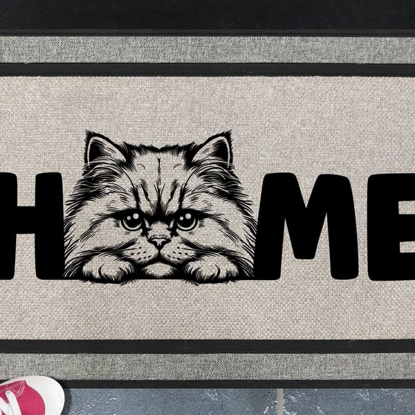 British Longhair Cat Home Door Mat No.1 - Welcome Mat - All Weather - 45x70cm 