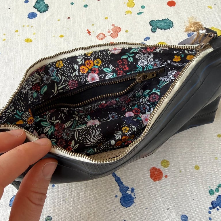 Black Floral Lined Inner Tube Bag - Old Stock - Super Seconds