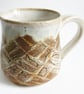 Caramel and Cream Patterned Glazed Mug - Hand Thrown Stoneware Ceramic Mug  - Image 1