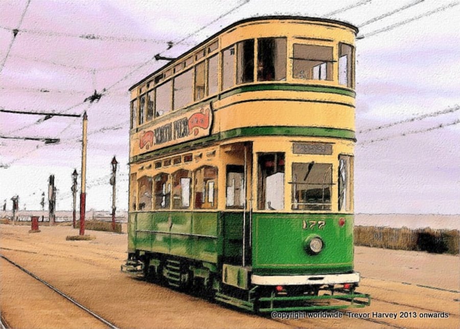 Exclusive ACEO Collector Art  - 'Blackpool Tram'