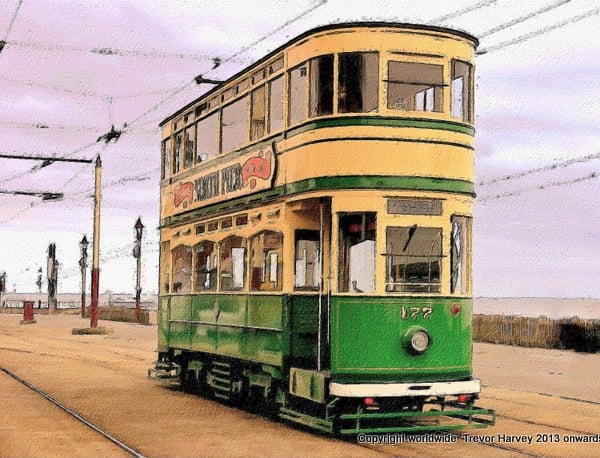 Exclusive ACEO Collector Art  - 'Blackpool Tram'