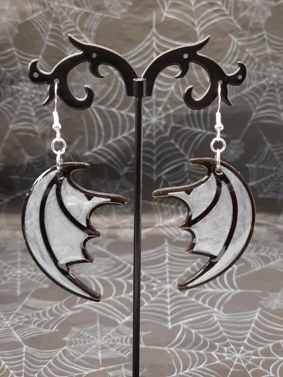 Resin Dragon Wing Earrings: Gothic Dangle Earrings