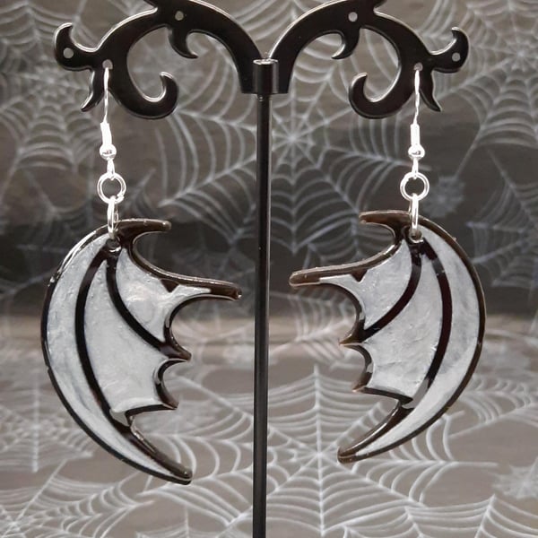 Resin Dragon Wing Earrings: Gothic Dangle Earrings