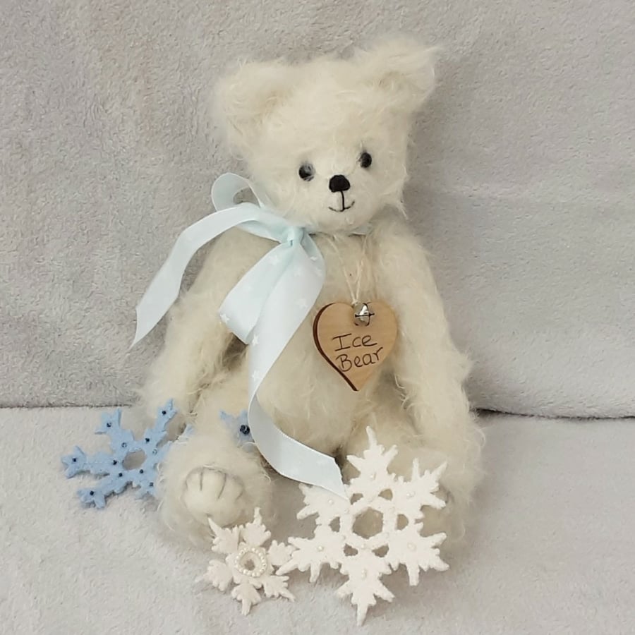 Ice Bear, Collectable Artist Bear, One of a Kind Teddy bear, White Mohair Bear