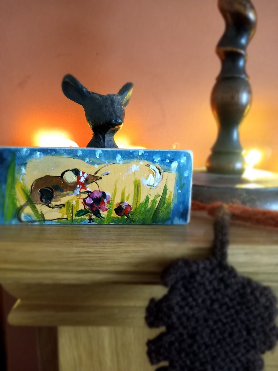 Small original whimsical painting 'Berry the mouse'