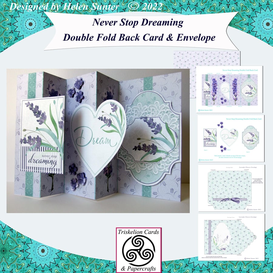 Printable Never Stop Dreaming Double Fold Back Card Making Kit & Envelope Motiva