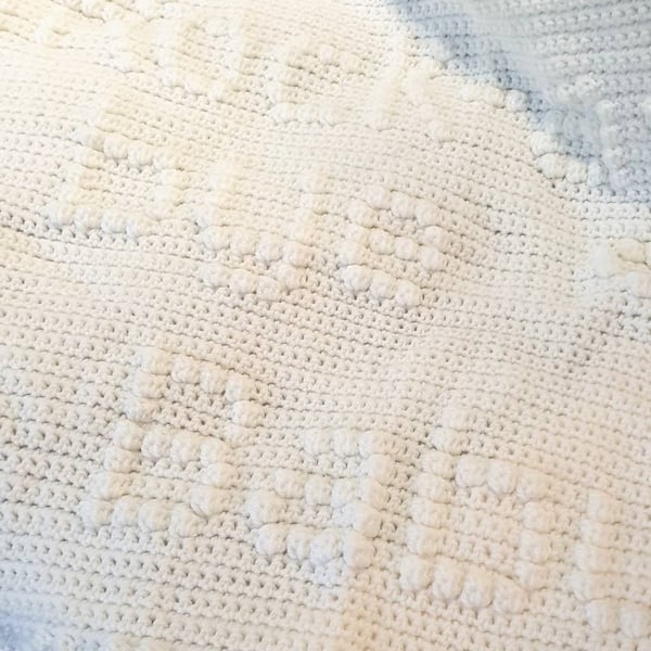 Handmade Rock a bye baby bobble stitch crocheted baby blanket