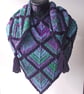 Shawl, Scarf, Wrap, Knitted Handspun, Purple, Pink, Blue, Green, Merino Wool - Image 2