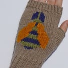 Bee Knitted Fingerless Gloves made in merino wool