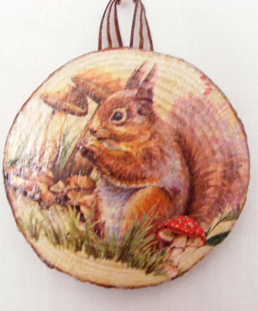 Decoupaged Squirrel Wall Decoration.