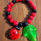 Kids ladybird bracelet - Acrylic and polyresin children's bracelet 5.5 inch