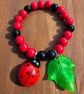 Kids ladybird bracelet - Acrylic and polyresin children's bracelet 5.5 inch