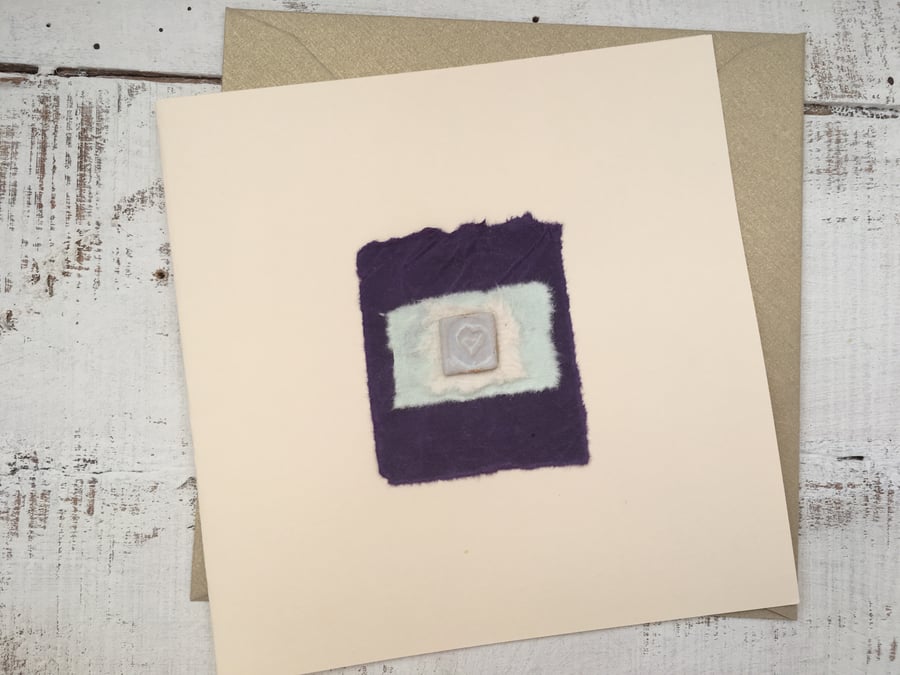 Handmade Gift card, one off design, blank greetings card, ceramic design 