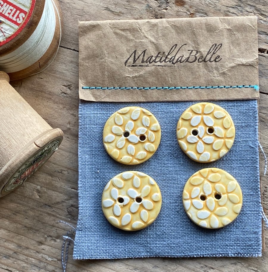 Set of four Handmade Ceramic Round Buttons