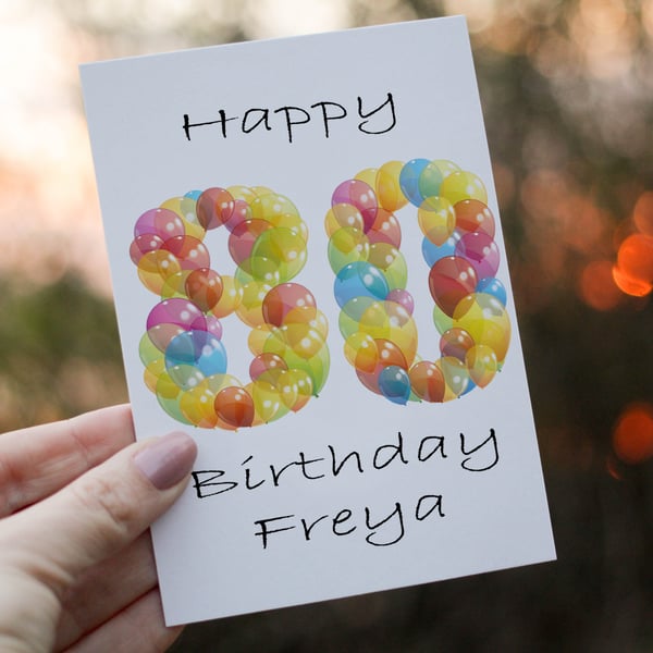 80th Birthday Card, Card for 80th Birthday, Birthday Card, Friend Birthday Card